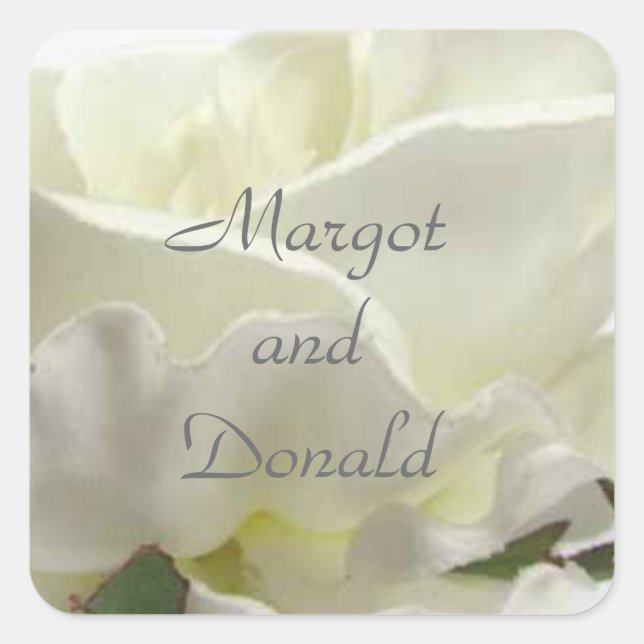 Umschlag Aufkleber für Hochzeiten mit weißer Blume (Vorderseite)