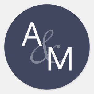 Umschlag Aufkleber für Navy Blue und White Monogra