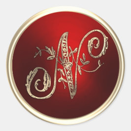 Umschlag Aufkleber Gold und Rot Monogram N