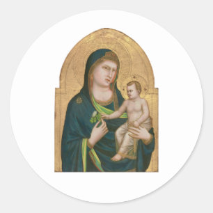 UMSCHLAG AUFKLEBER: MADONNA & KIND : GIOTTO : 1337 RUNDER AUFKLEBER