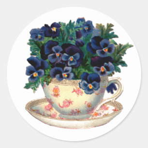UMSCHLAG AUFKLEBER MIT BLUME UND TEACUP