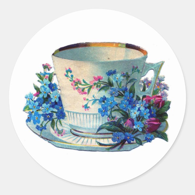 UMSCHLAG AUFKLEBER MIT BLUME UND TEACUP (Vorderseite)
