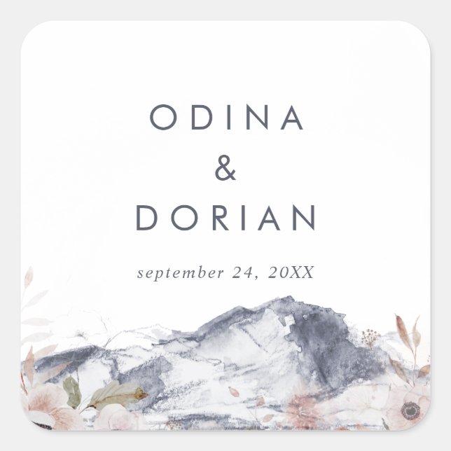 Umschlag Aufkleber mit einfachen Blumenbergen (Vorderseite)