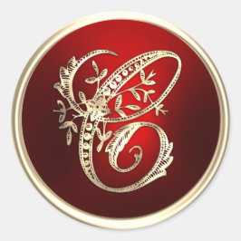 Umschlag Aufkleber mit Gold und Rot, Monogramm C