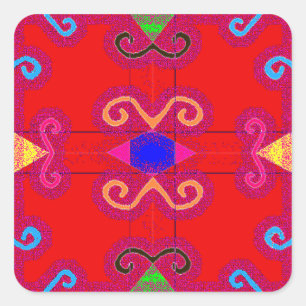 Umschlag Aufkleber mit roter Geometrie im mexikani