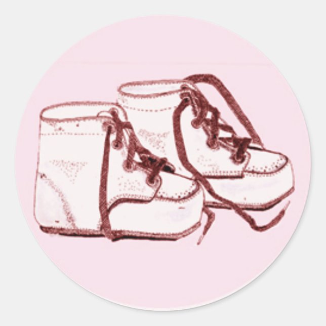 Umschlag Aufkleber Rosa Vintage Babyschuhe (Vorderseite)