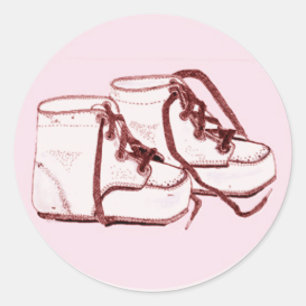 Umschlag Aufkleber Rosa Vintage Babyschuhe