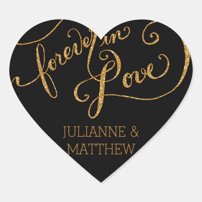 Umschlag Aufkleber Script Forever in Liebe Gold Gl (Vorderseite)