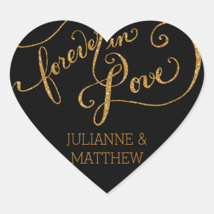 Umschlag Aufkleber Script Forever in Liebe Gold Gl