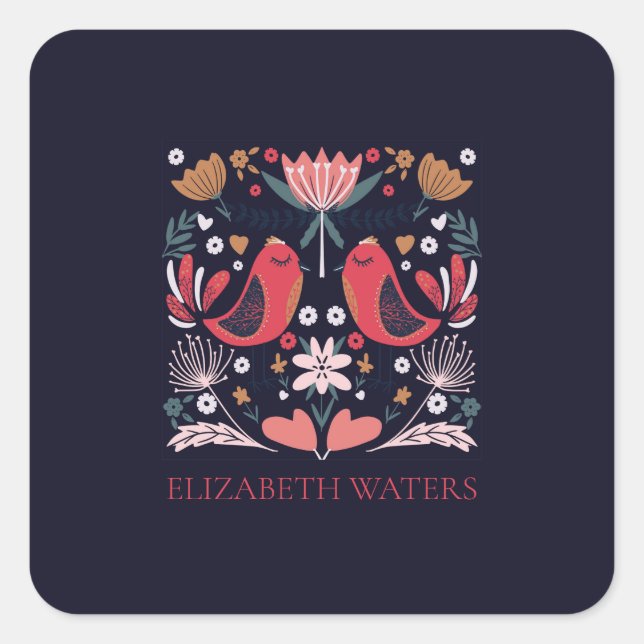 UMSCHLAG AUFKLEBER STICKER : BOHO-VÖGEL (Vorderseite)