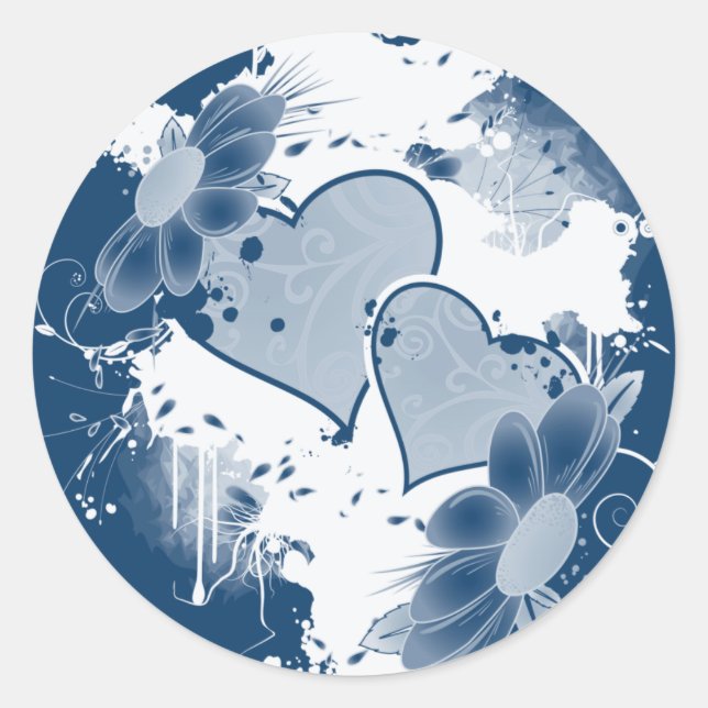 Umschlag Aufkleber-Sticker für Herz und Blume Runder Aufkleber (Vorderseite)