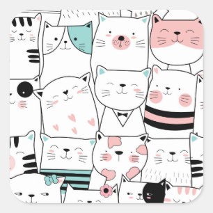 UMSCHLAG AUFKLEBER STICKER : GLÜCKLICHE KATZE