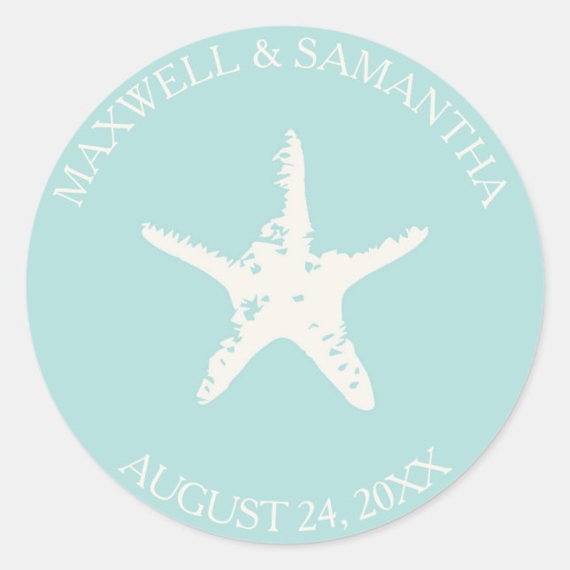 Umschlag Aufkleber Sticker, Starfish Beach Wedding (Vorderseite)