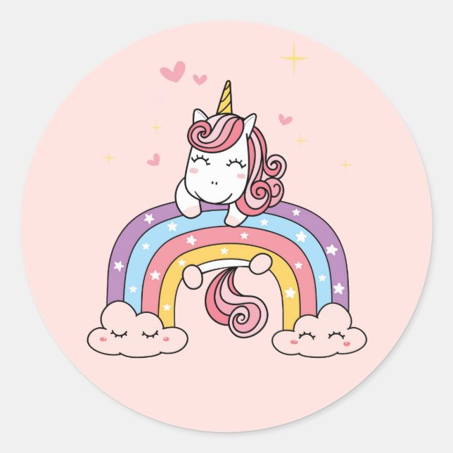 UMSCHLAG AUFKLEBER STICKER: UNICORN AUF EINEM RAIN (Vorderseite)
