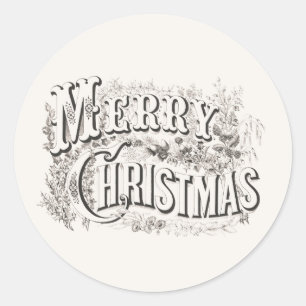 UMSCHLAG AUFKLEBER STICKER : VINTAGE MERRY CHRISTM