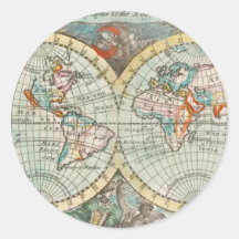 UMSCHLAG AUFKLEBER STICKER : VINTAGE WELTKARTE