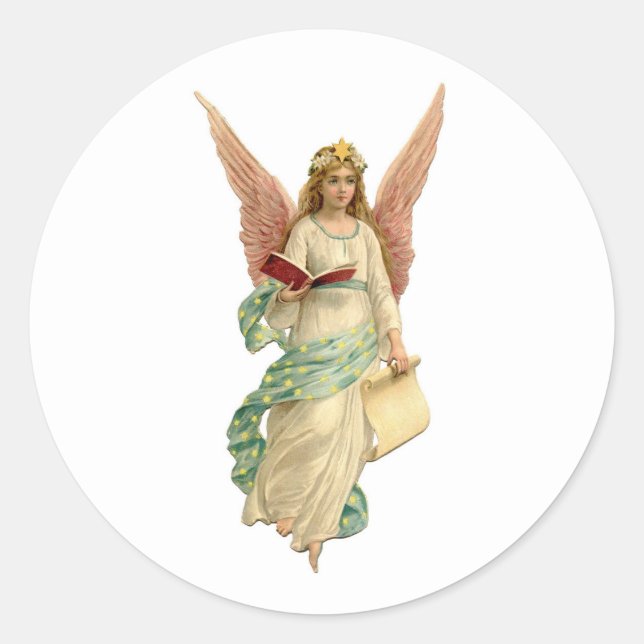 UMSCHLAG AUFKLEBER STICKER : WEINCHRISTMAS ANGELN (Vorderseite)