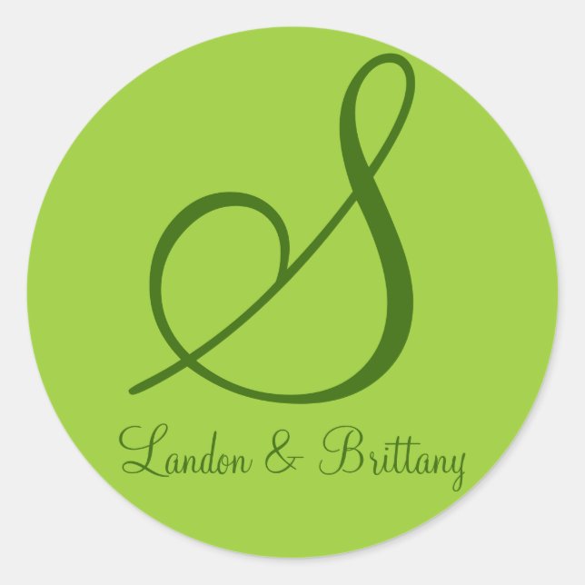 Umschlag Aufkleber: Subtile Monogram (grün) Runder Aufkleber (Vorderseite)