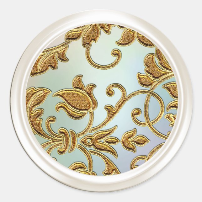 Umschlag Aufkleber von Gold und Perl Damask (Vorderseite)