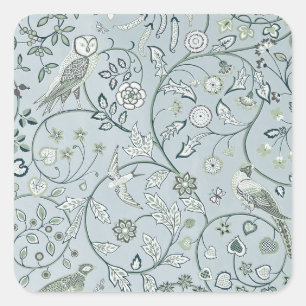 UMSCHLAG AUFKLEBER: WILLIAM MORRIS : OWL & PHEASAN QUADRATISCHER AUFKLEBER