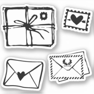 Umschlag Liebe Brief Herzstück Briefmarke wackeln Aufkleber