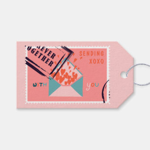 Umschlag mit Briefmarke von Red Hearts Postage Geschenkanhänger