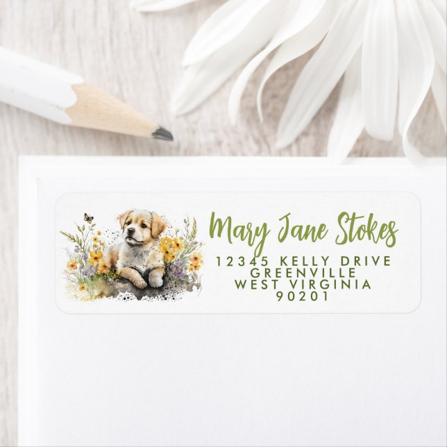 Umschlag RÜCKSENDEADRESSE Golden Retrieve Welpe (Insitu)