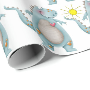 Umschlagpapier - blaues Dino-Design 2 Geschenkpapier