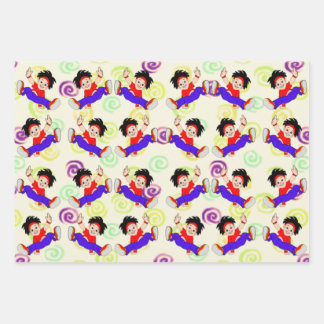 Umschlagpapier-Design eines bunten Tanzjungen  Geschenkpapier Set