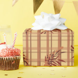 Umschlagpapier - Falltöne Bambusschießen & kariert Geschenkpapier