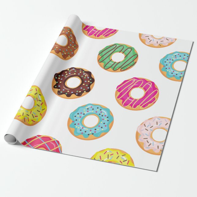 Umschlagpapier= farbige Donuts - Geburtstag Geschenkpapier (Ungerollt)