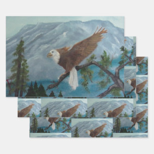 Umschlagpapier Flachblatt Set 3/Bald-Adler-Set Geschenkpapier Set