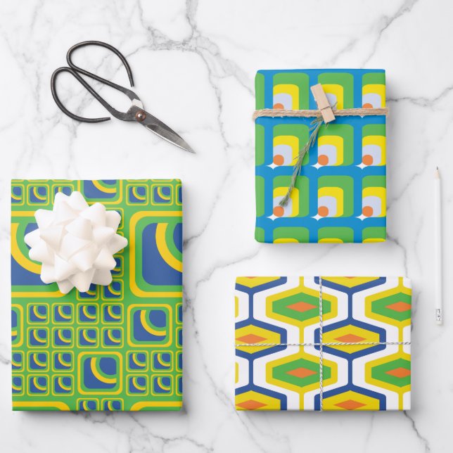 Umschlagpapier - Flachblatt-Set 3 Grünbuch Geschenkpapier Set (Vorderseite)
