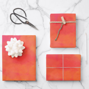 Umschlagpapier Flachblatt Set 3 in abstrakt roter Geschenkpapier Set