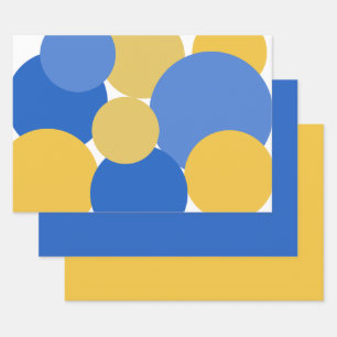 Umschlagpapier für blaue, gelbe und weiße Polka-Pu Geschenkpapier Set