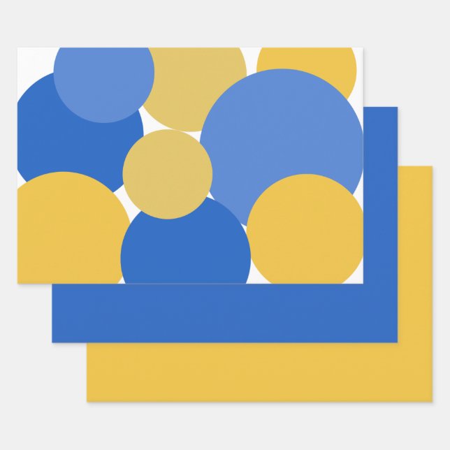 Umschlagpapier für blaue, gelbe und weiße Polka-Pu Geschenkpapier Set (Set)