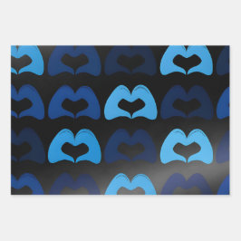 Umschlagpapier für blaues Herz - Premium Wrap Geschenkpapier Set
