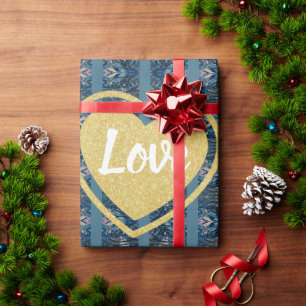 Umschlagpapier für Blaustreifen-LIEBE - Adiela Ako Geschenkpapier