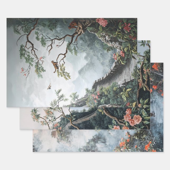 Umschlagpapier für die entkoppelte Chinoiserie Ins Geschenkpapier Set (Set)
