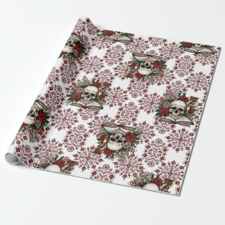 Umschlagpapier für Gotik, Schädel und Rose Geschenkpapier