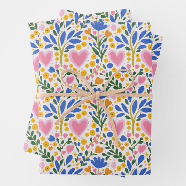 Umschlagpapier für Herz und Blume Geschenkpapier Set (Beispiel)