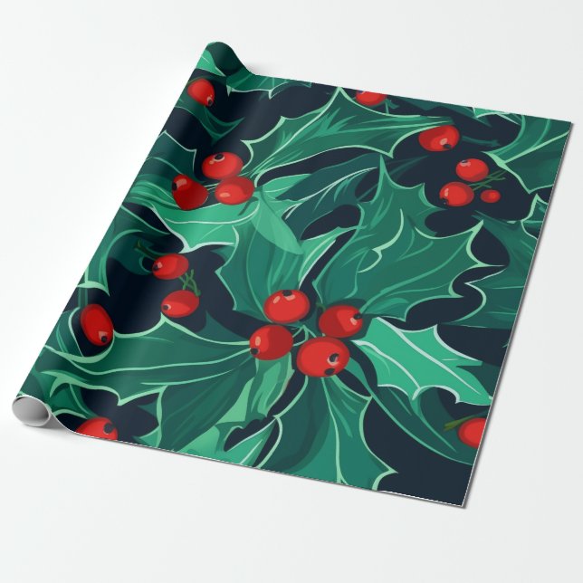 Umschlagpapier für Holly und Berries Geschenkpapier (Ungerollt)