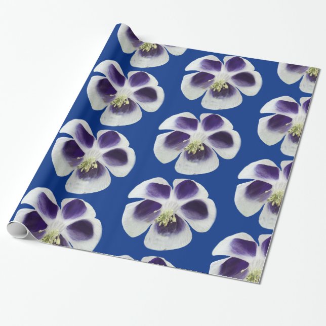 Umschlagpapier für lila und weiße Blume Geschenkpapier (Ungerollt)