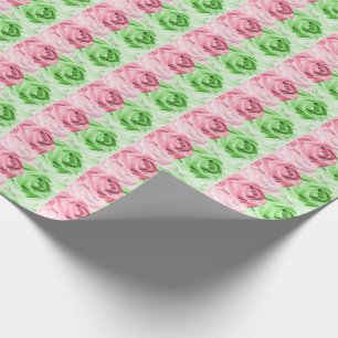 Umschlagpapier für rosa und grüne Rose Geschenkpapier