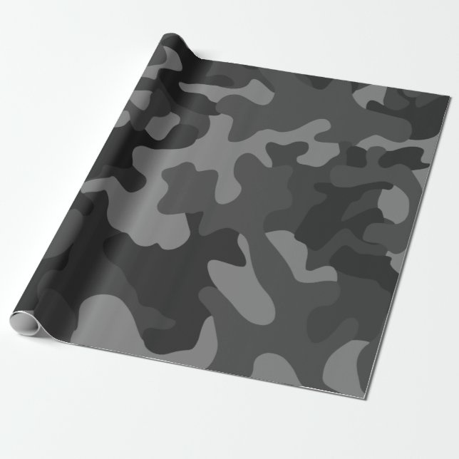Umschlagpapier für schwarze und graue Camouflage,  Geschenkpapier (Ungerollt)