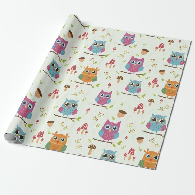 Umschlagpapier - Merry Owls Geschenkpapier (Ungerollt)