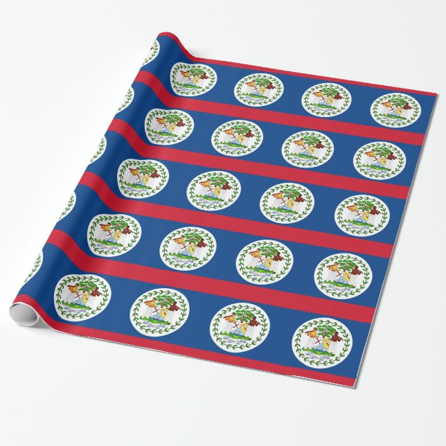 Umschlagpapier mit Flagge von Belize Geschenkpapier (Ungerollt)