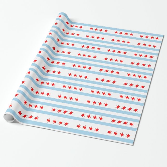 Umschlagpapier mit Flagge von Chicago Geschenkpapier (Ungerollt)
