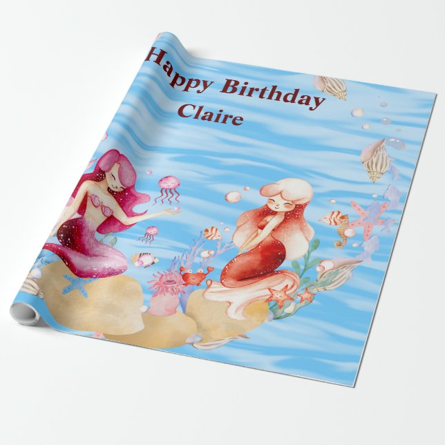 Umschlagpapier mit Mermaids Geschenkpapier (Ungerollt)