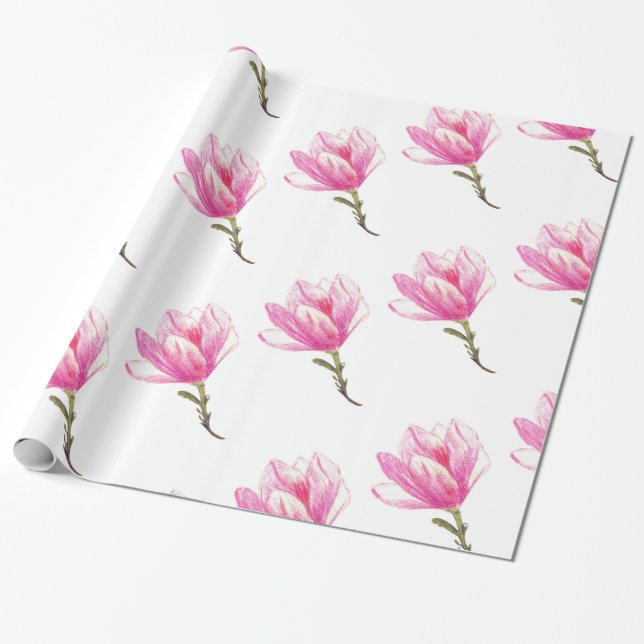 Umschlagpapier, rosa Blume Zeichnend Geschenkpapier (Ungerollt)